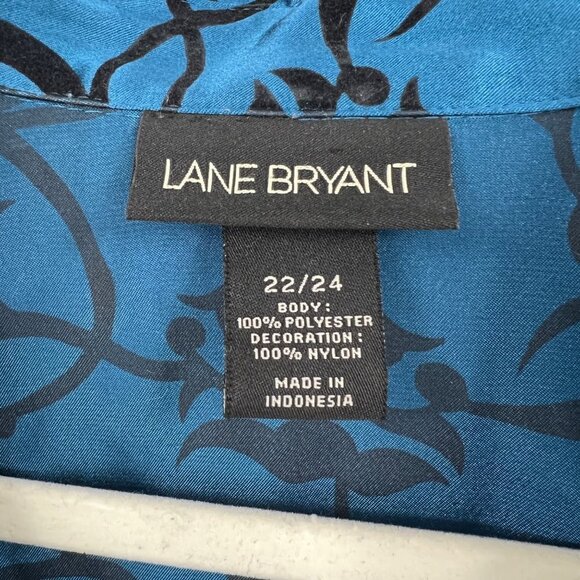 Lane Bryant Women's Black and Blue Blouse Plus size 22/24 Vintage belt glamorous - Picture 2 of 7